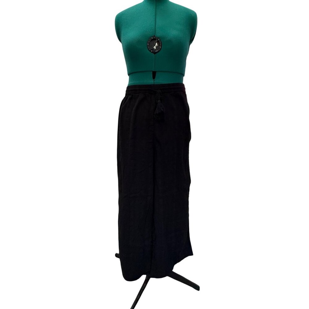 Volcom Womens Black Drawstring Waist Wide Leg Cotton Pants Plus Size 18W